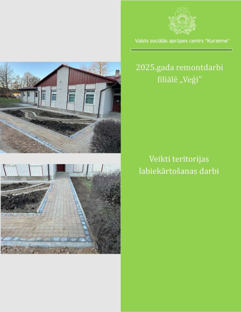 Valsts sociālā aprūpes centrā “Kurzeme” veiktie remontdarbi 2025.gadā