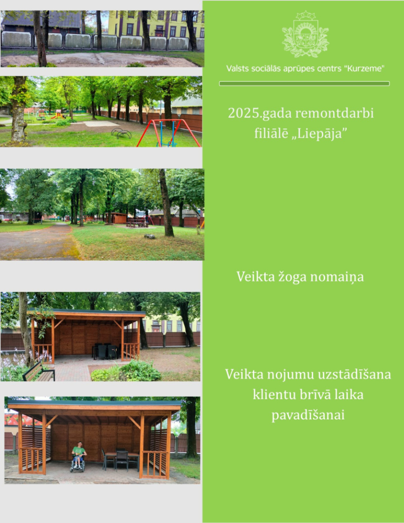 Valsts sociālā aprūpes centrā “Kurzeme” veiktie remontdarbi 2025.gadā